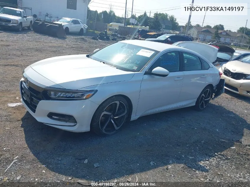 1HGCV1F33KA149197 2019 Honda Accord Sport