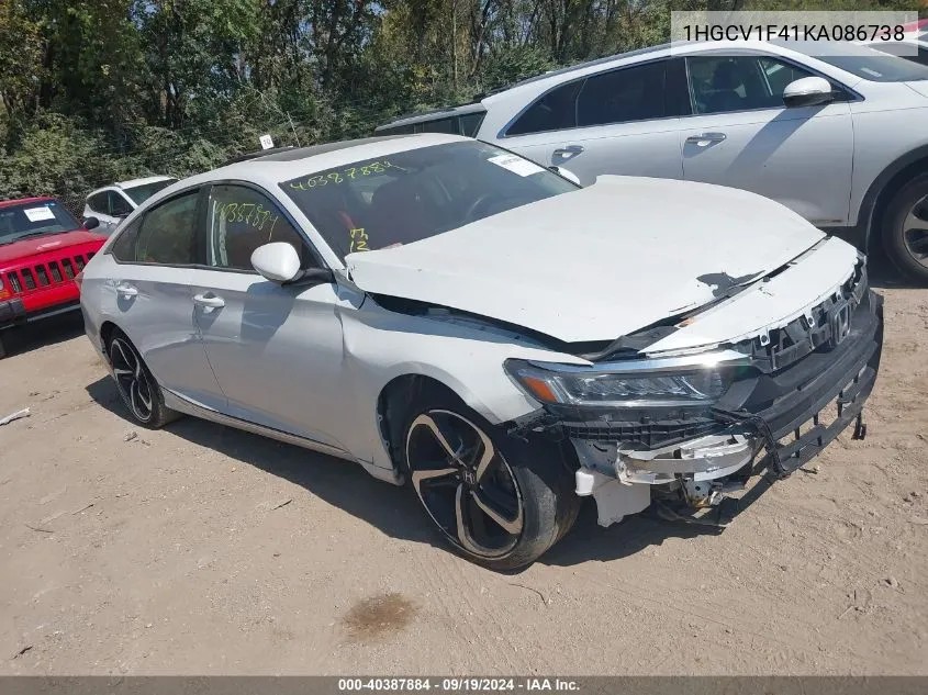 2019 Honda Accord Ex VIN: 1HGCV1F41KA086738 Lot: 40387884