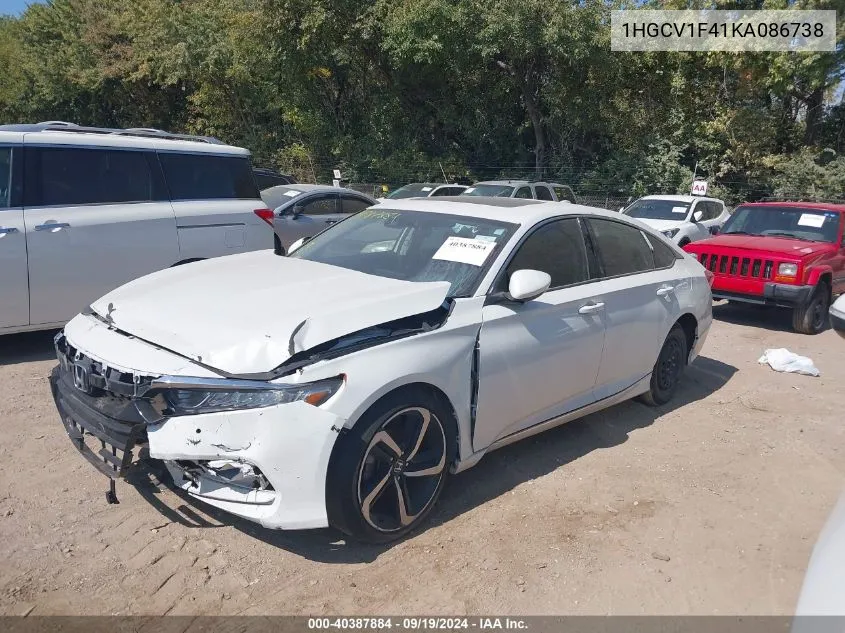 2019 Honda Accord Ex VIN: 1HGCV1F41KA086738 Lot: 40387884