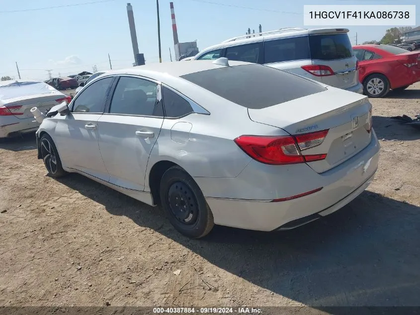 2019 Honda Accord Ex VIN: 1HGCV1F41KA086738 Lot: 40387884