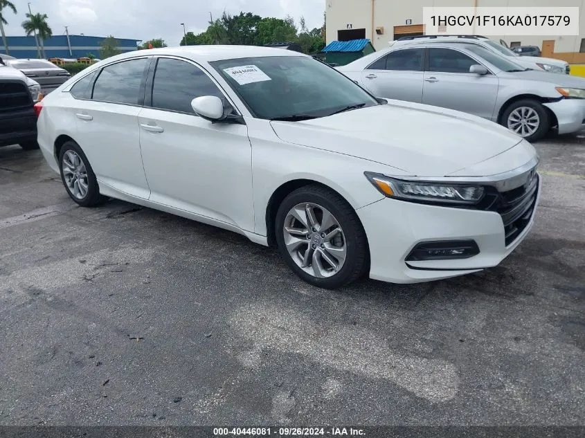 2019 Honda Accord Lx VIN: 1HGCV1F16KA017579 Lot: 40446081