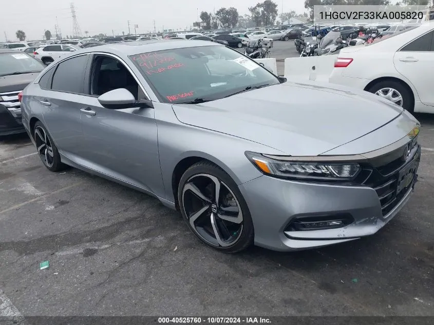 1HGCV2F33KA005820 2019 Honda Accord Sport 2.0T