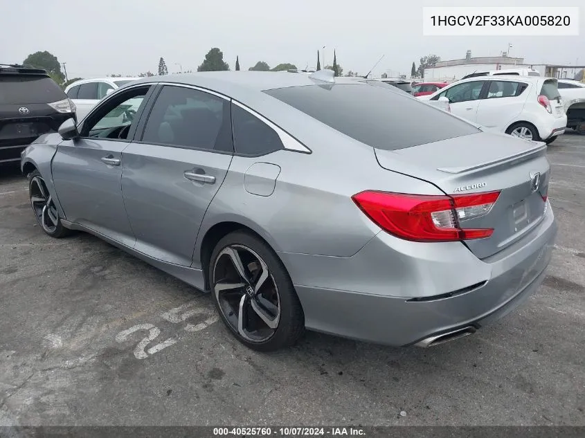 1HGCV2F33KA005820 2019 Honda Accord Sport 2.0T