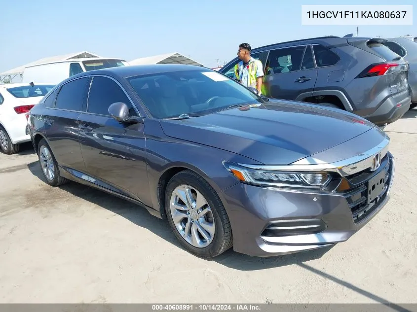 2019 Honda Accord Lx VIN: 1HGCV1F11KA080637 Lot: 40608991