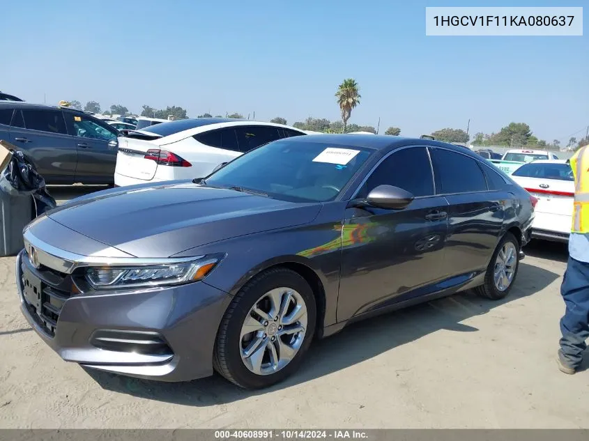 2019 Honda Accord Lx VIN: 1HGCV1F11KA080637 Lot: 40608991