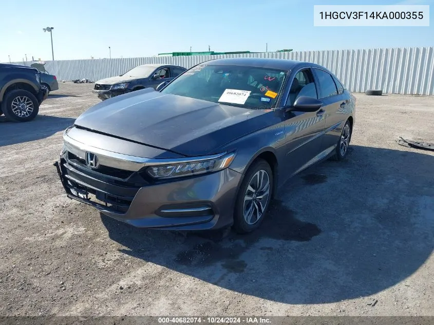 1HGCV3F14KA000355 2019 Honda Accord Hybrid Hybrid