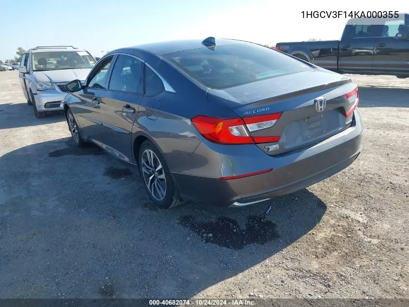 1HGCV3F14KA000355 2019 Honda Accord Hybrid Hybrid