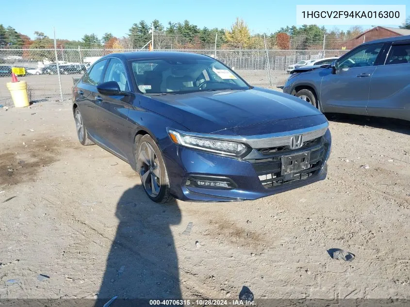 2019 Honda Accord Touring 2.0T VIN: 1HGCV2F94KA016300 Lot: 40706315