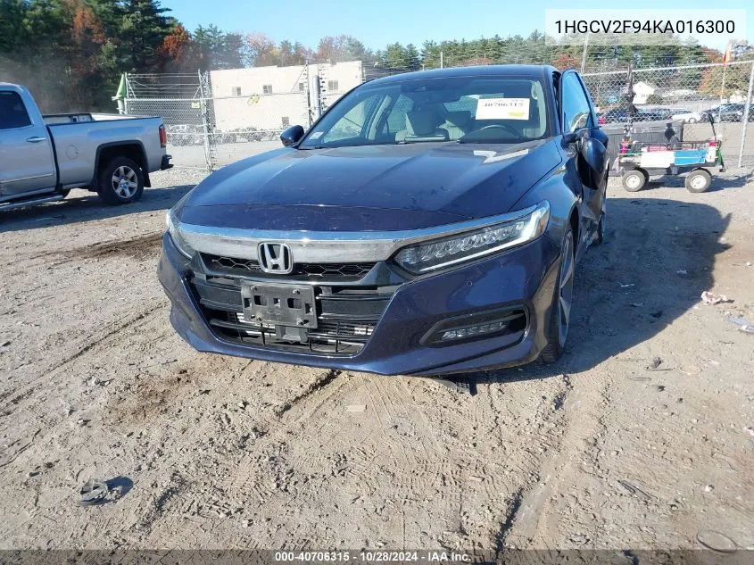 2019 Honda Accord Touring 2.0T VIN: 1HGCV2F94KA016300 Lot: 40706315