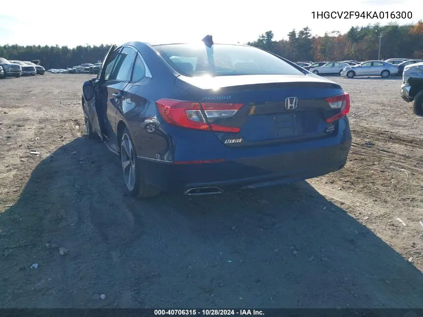 2019 Honda Accord Touring 2.0T VIN: 1HGCV2F94KA016300 Lot: 40706315