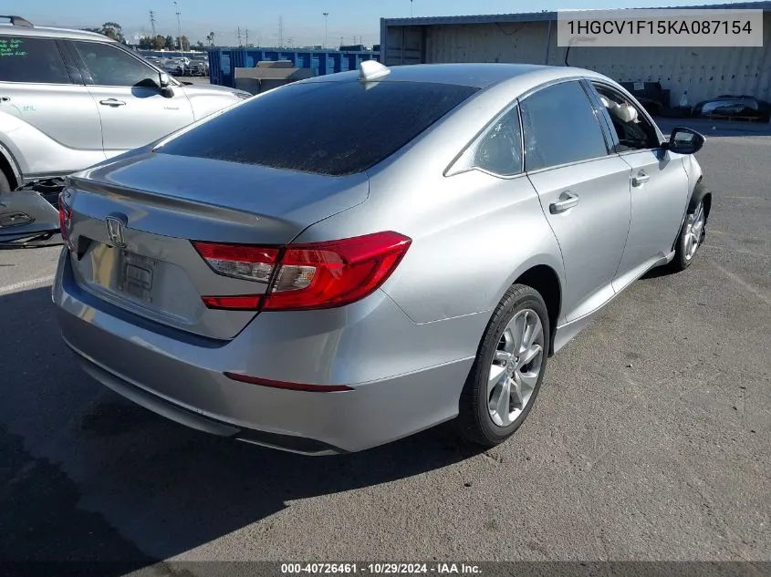 1HGCV1F15KA087154 2019 Honda Accord Lx