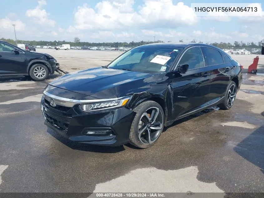 2019 Honda Accord Ex-L VIN: 1HGCV1F56KA064713 Lot: 40728428