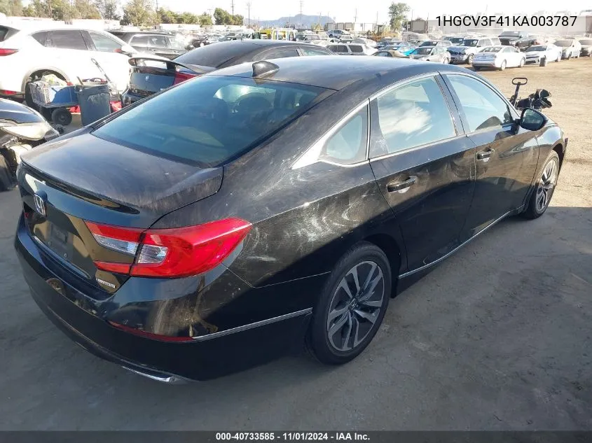 2019 Honda Accord Hybrid Ex VIN: 1HGCV3F41KA003787 Lot: 40733585