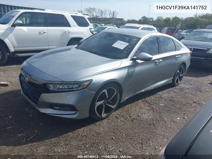 2019 Honda Accord Sport VIN: 1HGCV1F39KA141752 Lot: 40746412