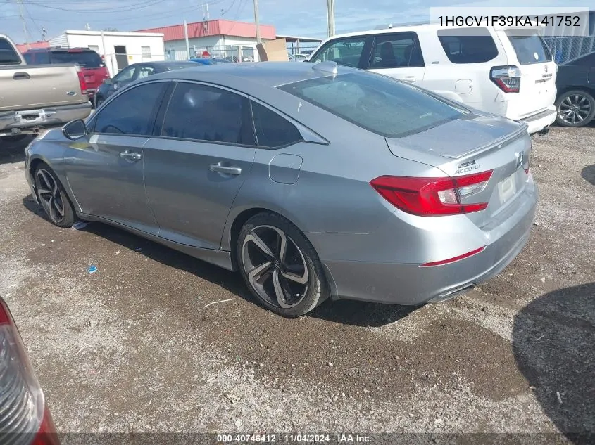 2019 Honda Accord Sport VIN: 1HGCV1F39KA141752 Lot: 40746412