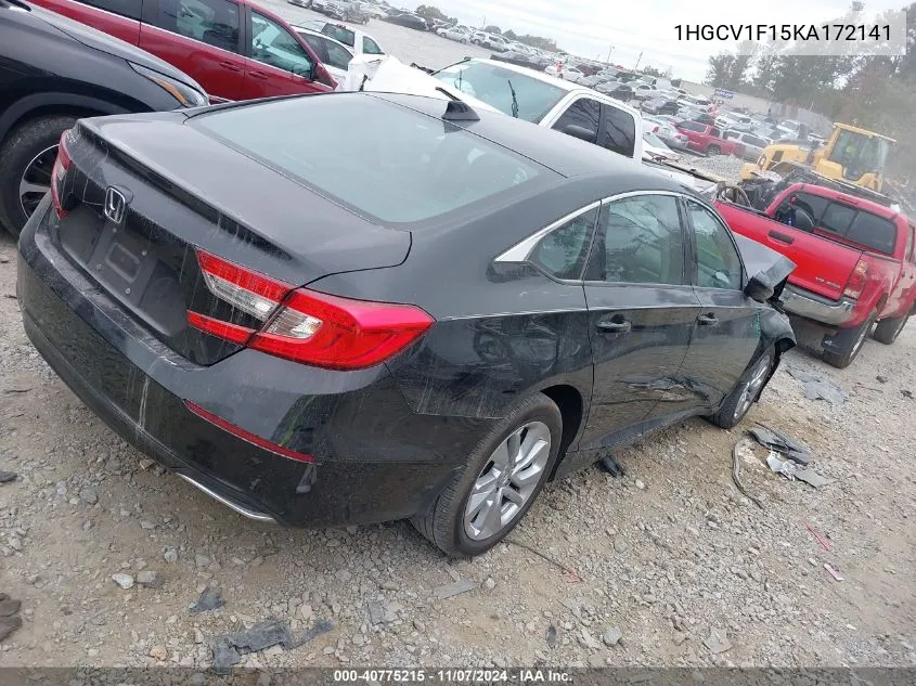 2019 Honda Accord Lx VIN: 1HGCV1F15KA172141 Lot: 40775215