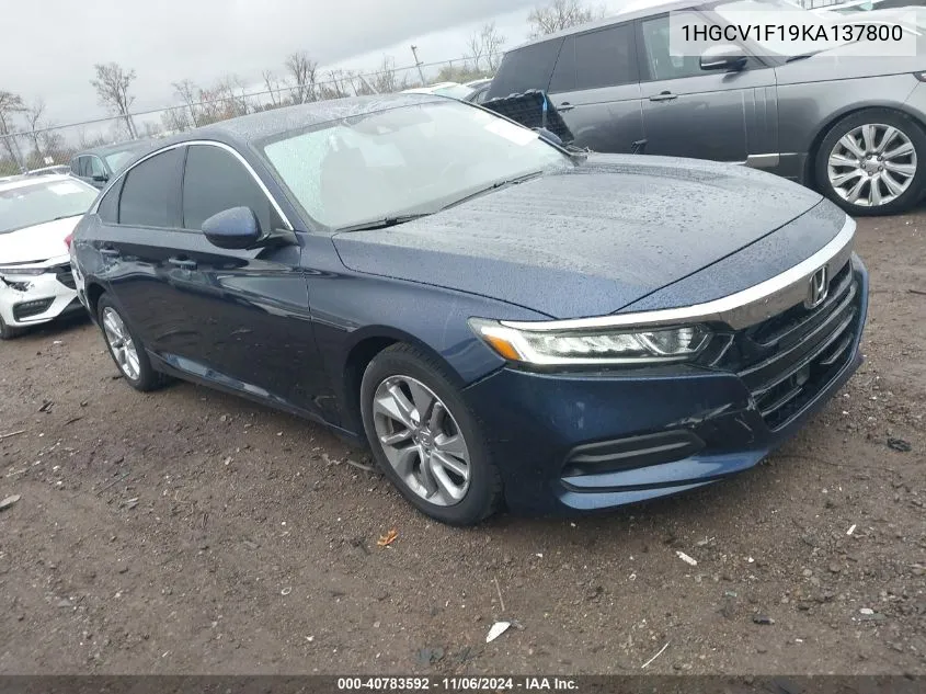 2019 Honda Accord Lx VIN: 1HGCV1F19KA137800 Lot: 40783592