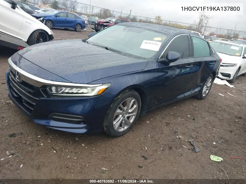 2019 Honda Accord Lx VIN: 1HGCV1F19KA137800 Lot: 40783592