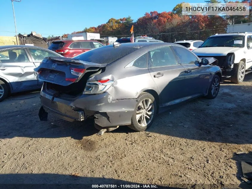 2019 Honda Accord Lx VIN: 1HGCV1F17KA046458 Lot: 40787581