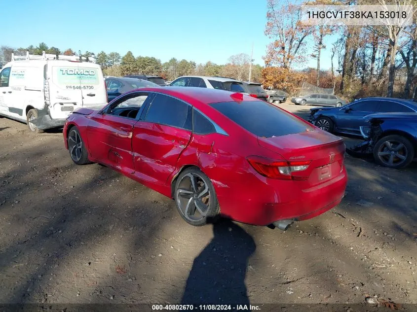 1HGCV1F38KA153018 2019 Honda Accord Sport