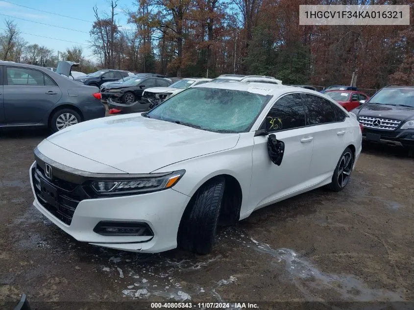 2019 Honda Accord Sport VIN: 1HGCV1F34KA016321 Lot: 40805343