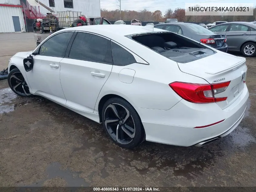 2019 Honda Accord Sport VIN: 1HGCV1F34KA016321 Lot: 40805343