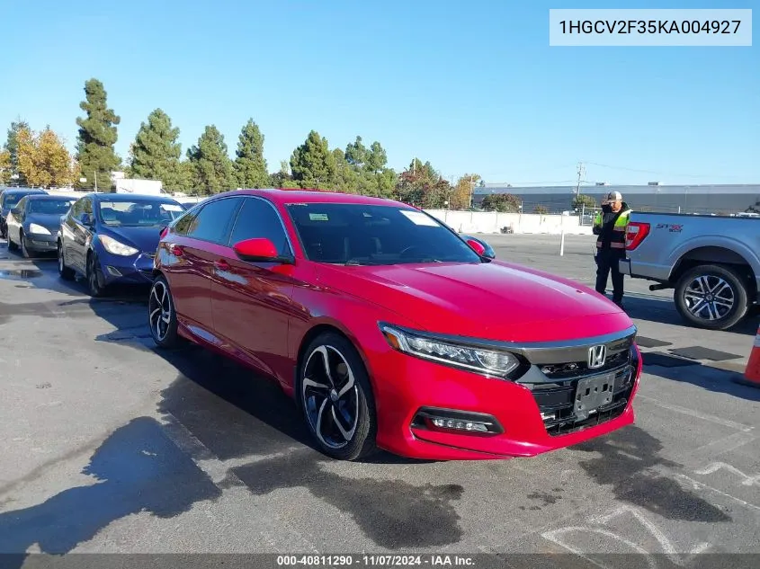 2019 Honda Accord Sport 2.0T VIN: 1HGCV2F35KA004927 Lot: 40811290