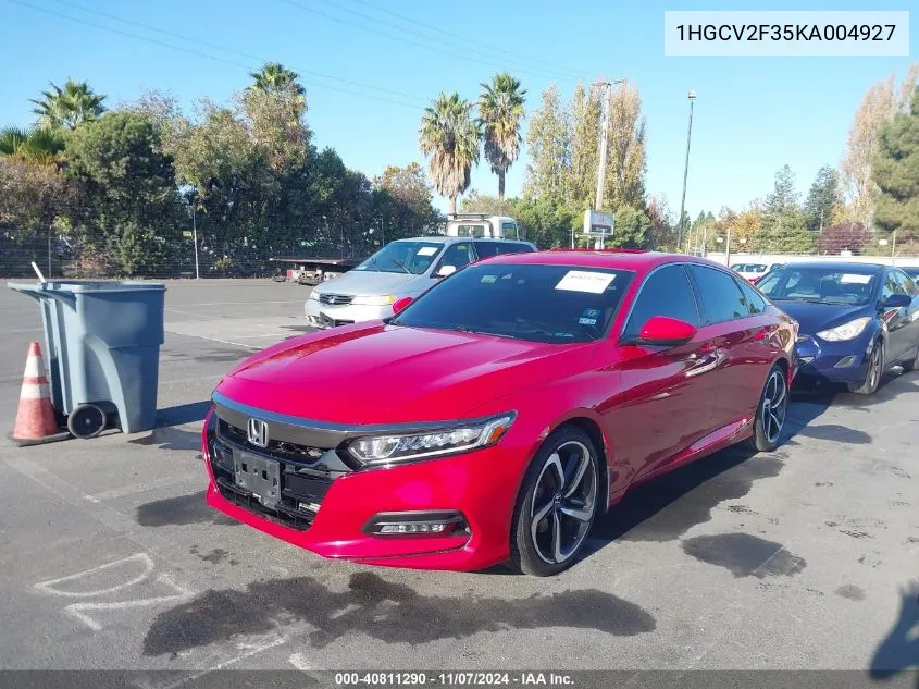 2019 Honda Accord Sport 2.0T VIN: 1HGCV2F35KA004927 Lot: 40811290