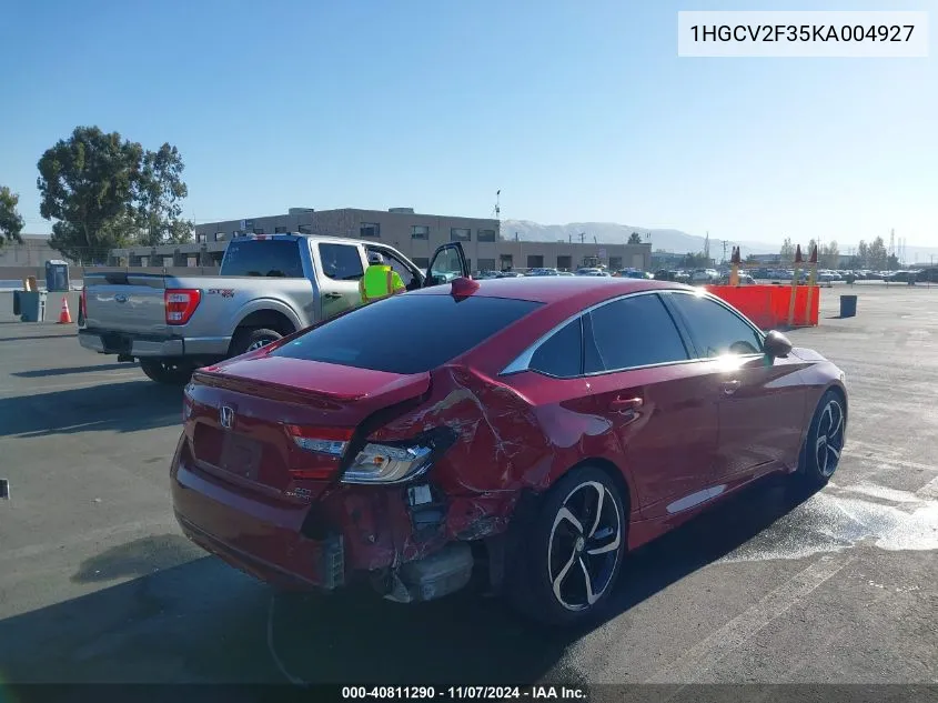 2019 Honda Accord Sport 2.0T VIN: 1HGCV2F35KA004927 Lot: 40811290