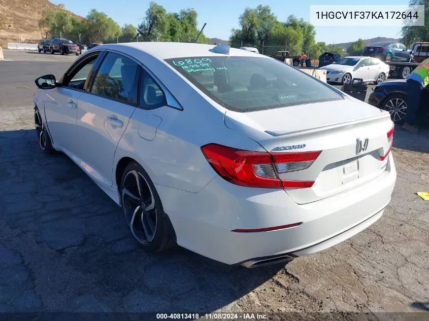 2019 Honda Accord Sport VIN: 1HGCV1F37KA172644 Lot: 40813418