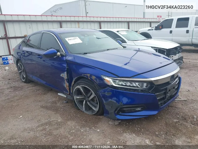 2019 Honda Accord Sport 2.0T VIN: 1HGCV2F34KA023260 Lot: 40824977