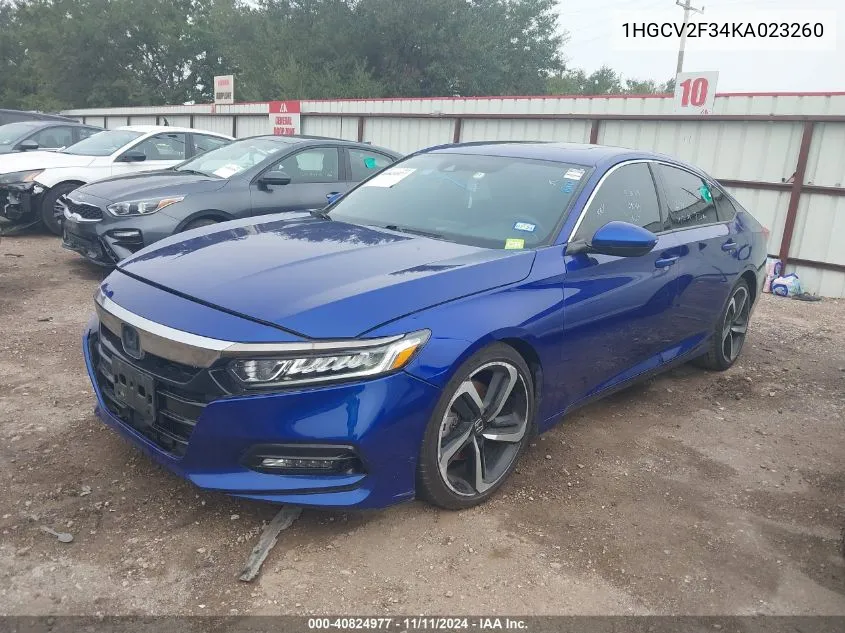 2019 Honda Accord Sport 2.0T VIN: 1HGCV2F34KA023260 Lot: 40824977