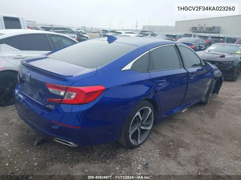 2019 Honda Accord Sport 2.0T VIN: 1HGCV2F34KA023260 Lot: 40824977