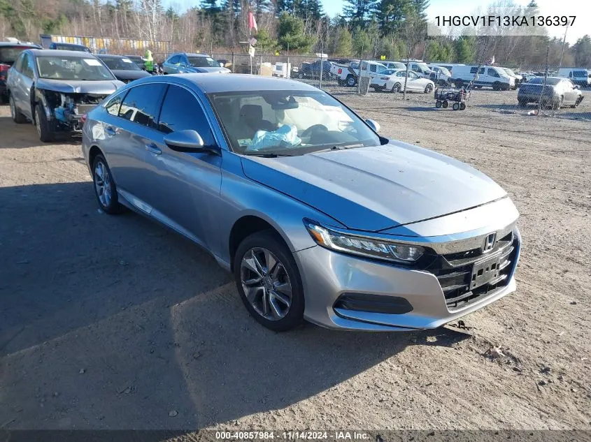 2019 Honda Accord Lx VIN: 1HGCV1F13KA136397 Lot: 40857984