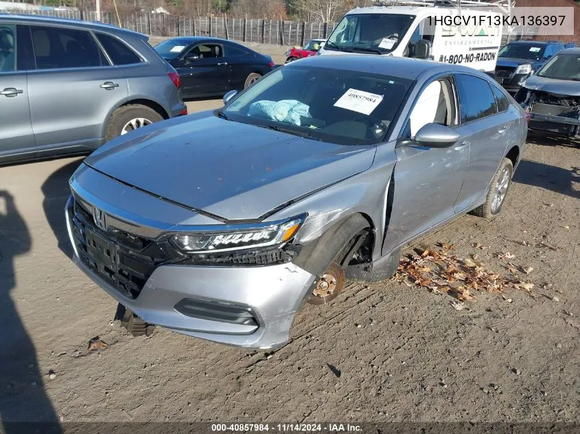 2019 Honda Accord Lx VIN: 1HGCV1F13KA136397 Lot: 40857984