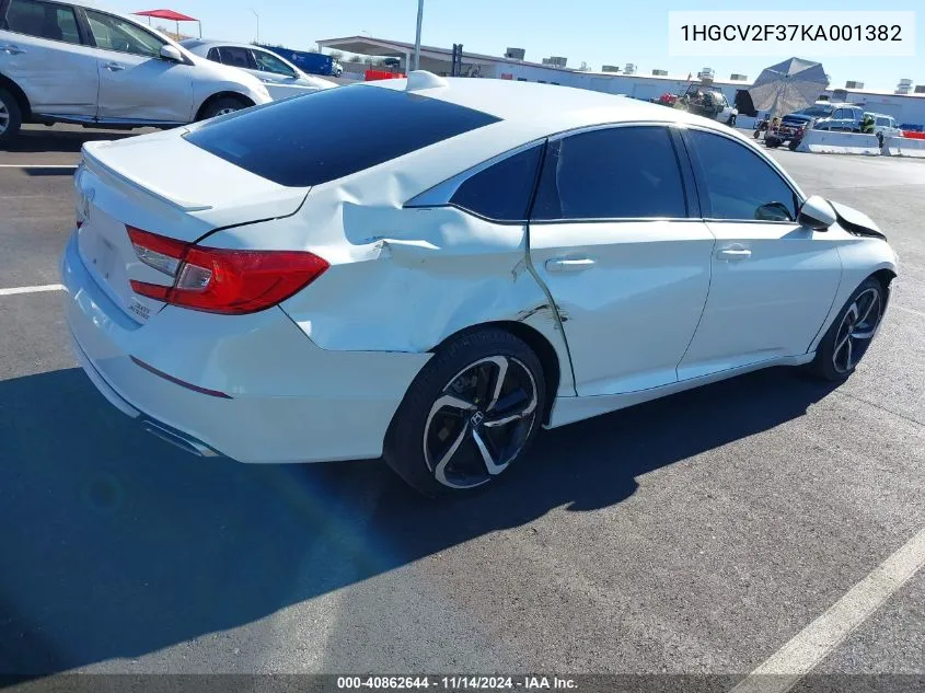 2019 Honda Accord Sport 2.0T VIN: 1HGCV2F37KA001382 Lot: 40862644