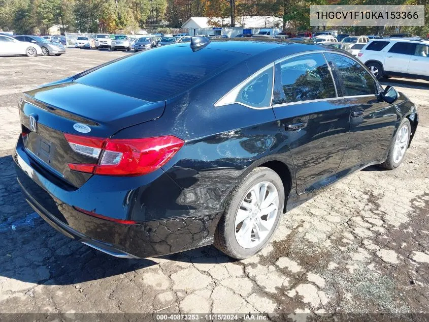 2019 Honda Accord Lx VIN: 1HGCV1F10KA153366 Lot: 40873253