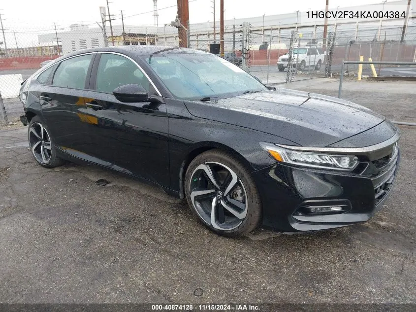 2019 Honda Accord Sport 2.0T VIN: 1HGCV2F34KA004384 Lot: 40874128