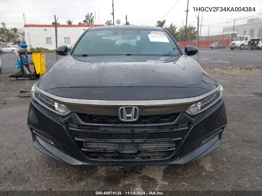 2019 Honda Accord Sport 2.0T VIN: 1HGCV2F34KA004384 Lot: 40874128