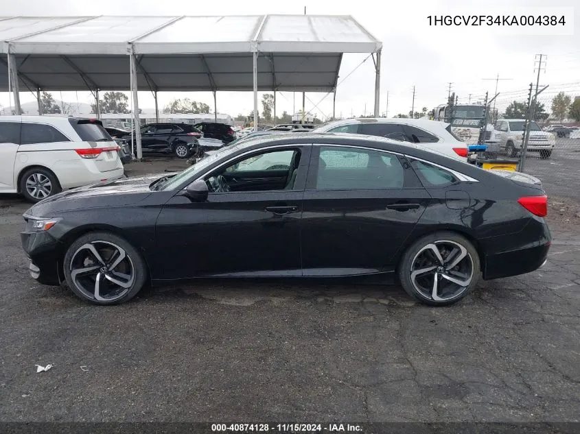 2019 Honda Accord Sport 2.0T VIN: 1HGCV2F34KA004384 Lot: 40874128