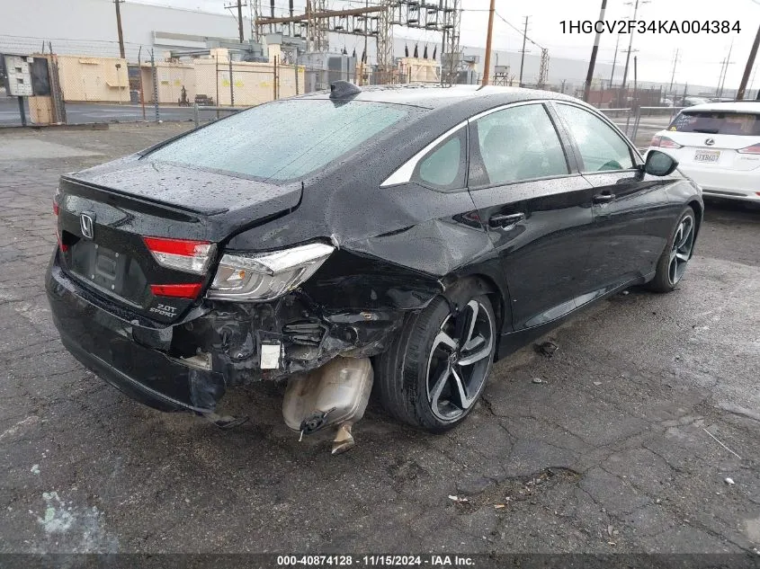 2019 Honda Accord Sport 2.0T VIN: 1HGCV2F34KA004384 Lot: 40874128