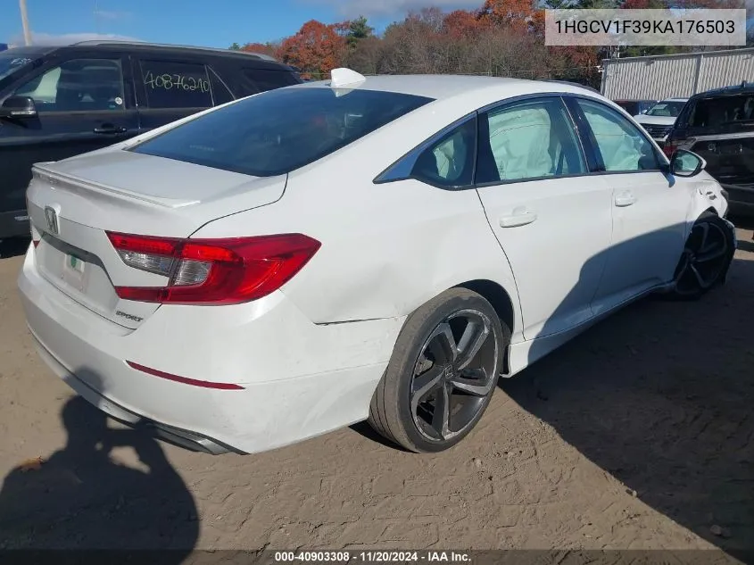 2019 Honda Accord Sport VIN: 1HGCV1F39KA176503 Lot: 40903308