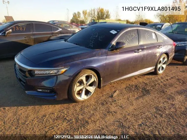 2020 Honda Accord VIN: 1HGCV1F9XLA801495 Lot: 12012912