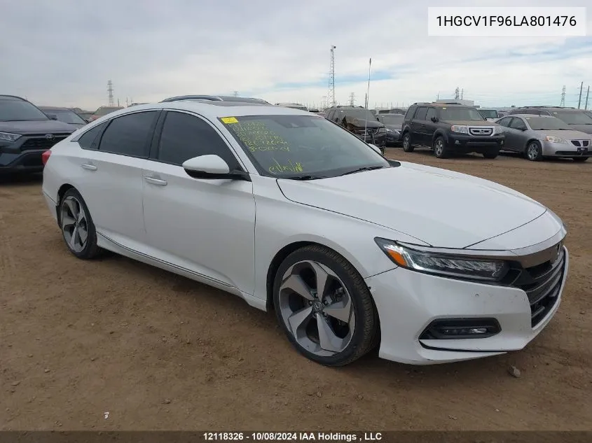 2020 Honda Accord Touring VIN: 1HGCV1F96LA801476 Lot: 12118326