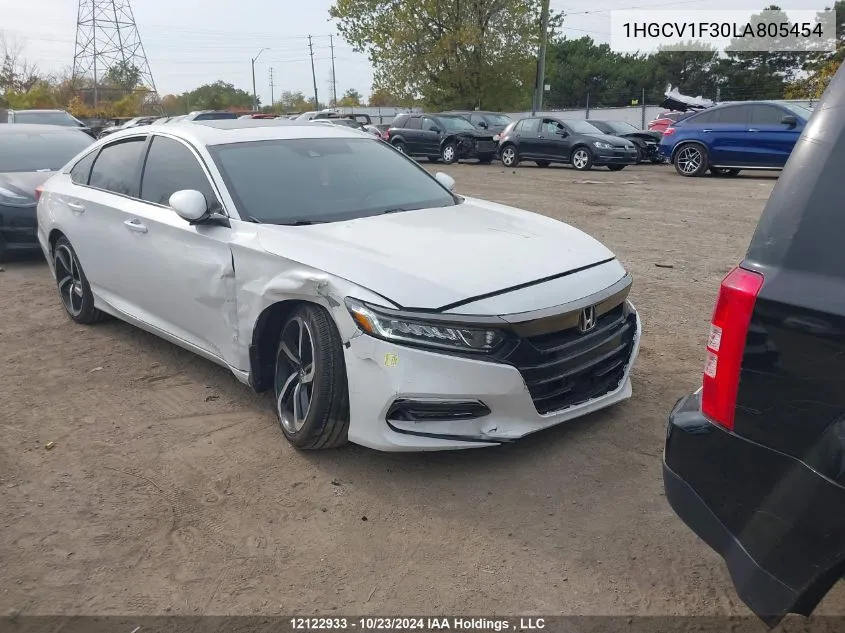 2020 Honda Accord Sedan VIN: 1HGCV1F30LA805454 Lot: 12122933