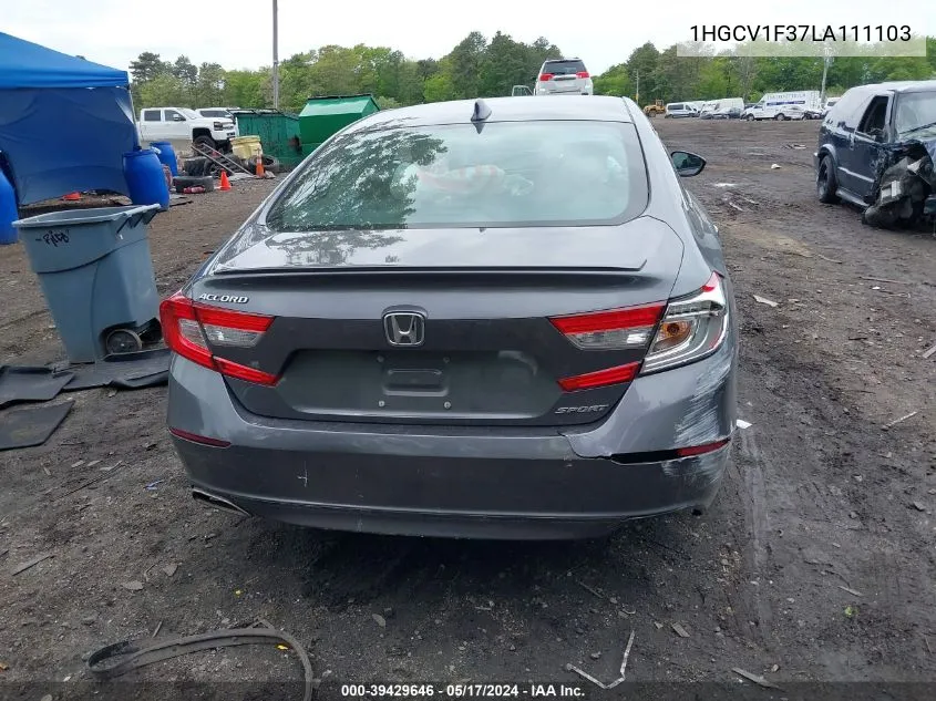 1HGCV1F37LA111103 2020 Honda Accord Sport