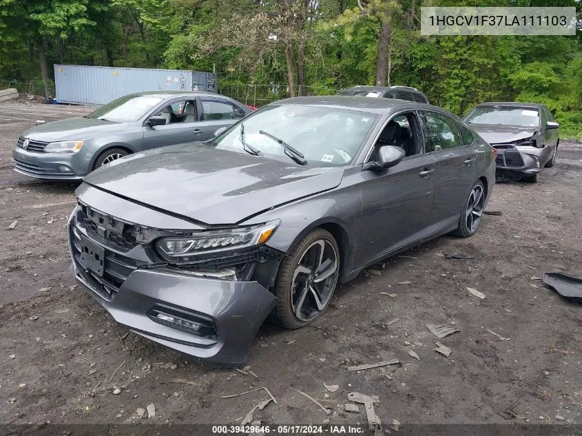 2020 Honda Accord Sport VIN: 1HGCV1F37LA111103 Lot: 39429646