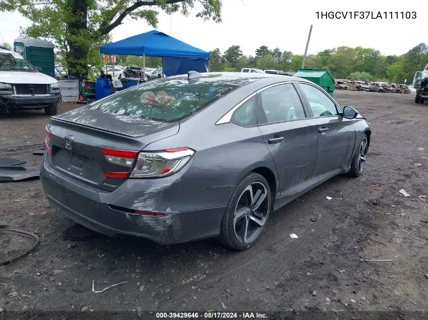 1HGCV1F37LA111103 2020 Honda Accord Sport