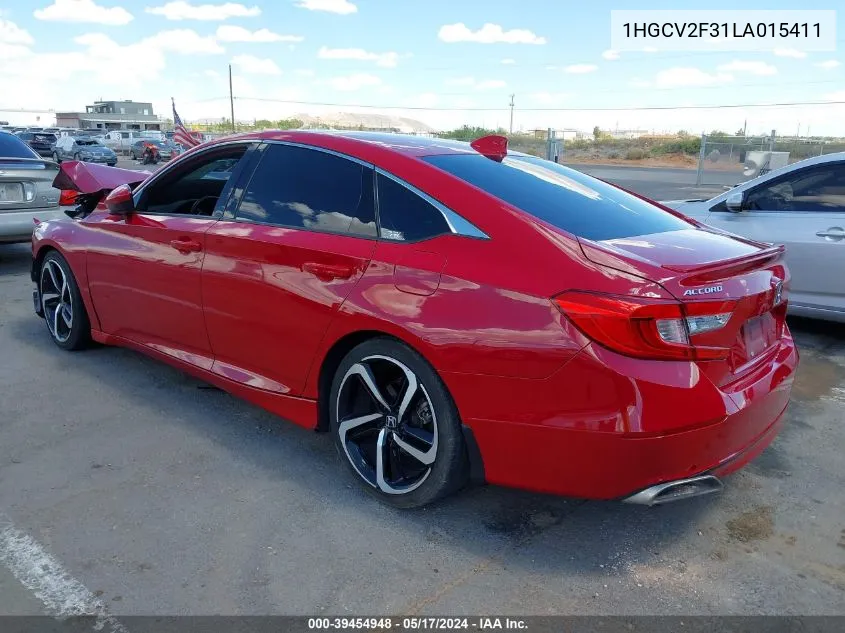 2020 Honda Accord Sport 2.0T VIN: 1HGCV2F31LA015411 Lot: 39454948