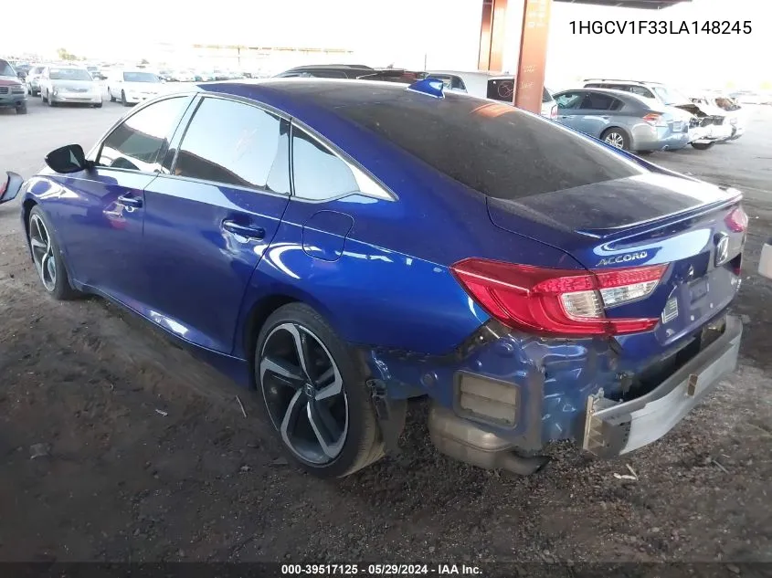 1HGCV1F33LA148245 2020 Honda Accord Sport